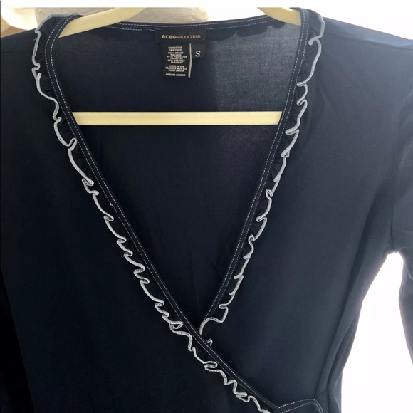 BCBGMAXAZRIA Wrap Dress Navy Blue Small - Picture 2 of 7